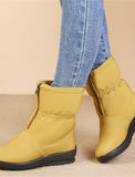 Women's Snow Waterproof Winter Zipper Flat Heel Round Toe Plush Comfort Boots