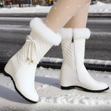 Women's Vintage Plush Classic PU Zipper Boots