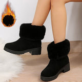 Women's Winter Chunky Heel Pointed Toe Elegant Fashion Minimalism Faux Fur Faux Suede Zipper Boots