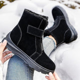 Women's Winter Wedge Heel Round Toe Fashion Plush Casual Suede Elastic Band Boots