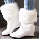 Women's Winter Wedge Heel Hidden Heel Round Toe Fashion Sexy Casual Faux Leather Loafer Boots