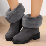 Women's Winter Chunky Heel Pointed Toe Elegant Fashion Minimalism Faux Fur Faux Suede Zipper Boots