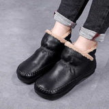 Women's Snow Embroidered Tassel Flat Heel Round Toe Classic Casual Minimalism Running Walking PU Zipper Boots