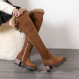 Women's Snow Party Outdoor Daily Solid Color Fleece Lined Knee High Boots