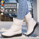 Women's Snow Waterproof Winter Zipper Flat Heel Round Toe Plush Comfort Boots