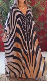 Zebra with brown detail Maxi Dress