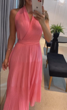 Pure pink backless dress