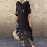 Round Neck Short Sleeve Lace Dress