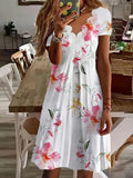 Scallop Neck Floral Vacation Midi Dresses