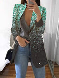 Women Long Sleeve Color Gradient  Blazer