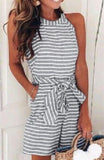 Round Neck Striped Two Piece Set