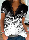 White and Black Ombre Rain Lace Top