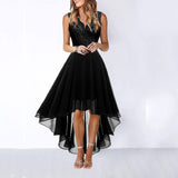 Sexy lace splicing chiffon dress gown dinner dress