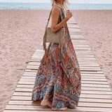 Printed Halter V-neck Bohemian Dress