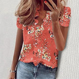 Romantic Short Sleeve Floral Print Top