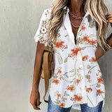 Romantic Collared Print Top