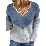 Sky Blue and White Color Block Sweater