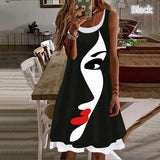 Printed Personalized Sleeveless Fake Two Large Dress