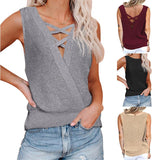 Waffle Deep V Neck Backless Top