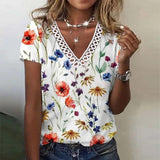 Romantic V-Neck Floral Print Top