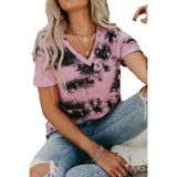 V-Neck Loose Tie-Dye Short-Sleeved Chic T-Shirt