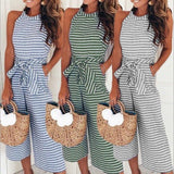 Round Neck Striped Two Piece Set