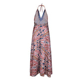 Printed Halter V-neck Bohemian Dress