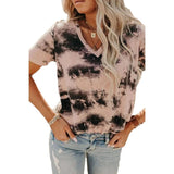 V-Neck Loose Tie-Dye Short-Sleeved Chic T-Shirt