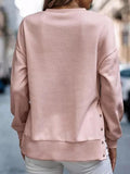 Pink Plain Long Sleeve Round Neck Top