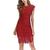 Solid Color Lace Slim Fit Hip Sexy Dress