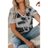 V-Neck Loose Tie-Dye Short-Sleeved Chic T-Shirt