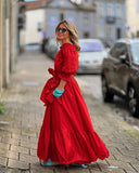 Pure Red Elegant Maxi Dress