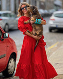 Pure Red Elegant Maxi Dress