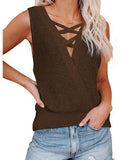 Waffle Deep V Neck Backless Top