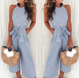 Round Neck Striped Two Piece Set