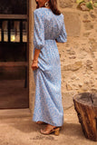 Trendy Blue Print Maxi Dress