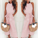 Round Neck Striped Two Piece Set