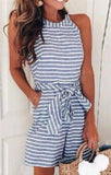 Round Neck Striped Two Piece Set