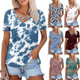 Signature Cross-Cover Strap Print V-Neck Top