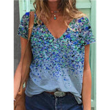 V-neck Floral Print Top