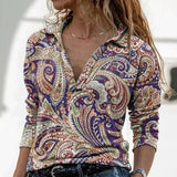 Retro Long Sleeve Multicolor Top