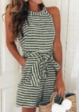 Round Neck Striped Two Piece Set