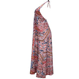 Printed Halter V-neck Bohemian Dress