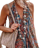 Printed Halter V-neck Bohemian Dress