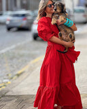 Pure Red Elegant Maxi Dress