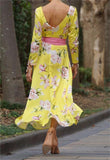 Yellow Elegant Print Dress