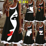 Printed Personalized Sleeveless Fake Two Large Dress