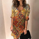 Short Sleeve Print Mini Dress