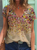 V-neck Floral Print Top