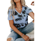 V-Neck Loose Tie-Dye Short-Sleeved Chic T-Shirt